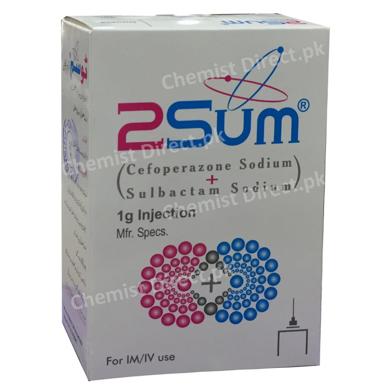 2Sum Injection 1g 1Vial Cefoperazone Sodium 500mg Sulbactam Sodium 500mg Sami Pharmaceuticals (Pvt) Ltd