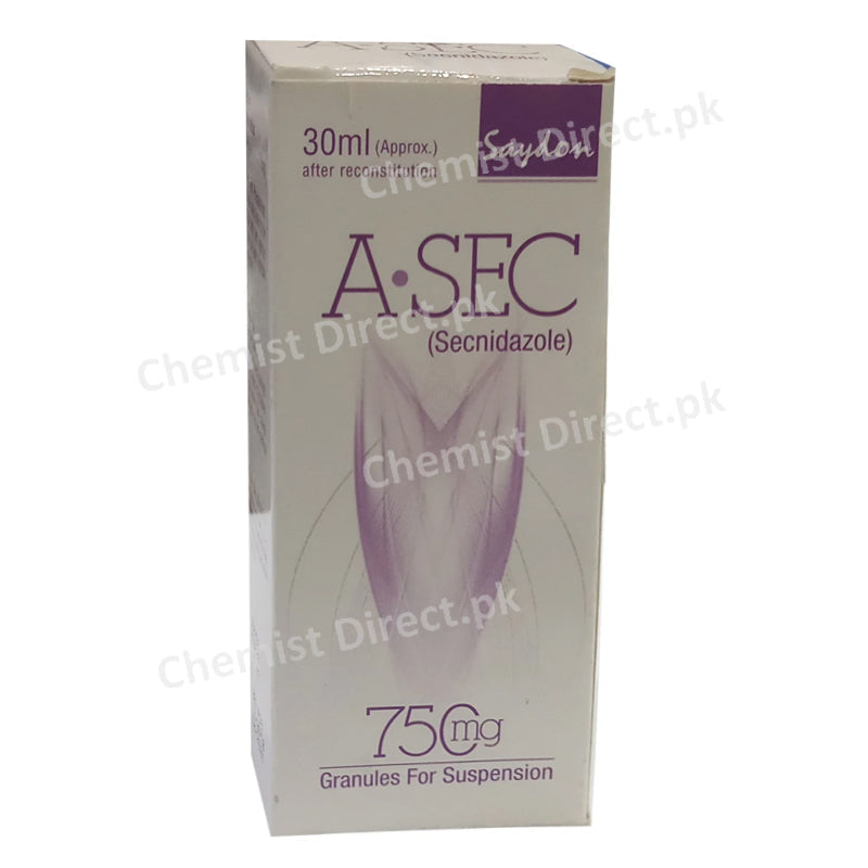 A.SEC Susp 750mg 30m Oral Suspension Secnidazole SAYDON PHARMACEUTICALS0 IND. (PVT) LTD