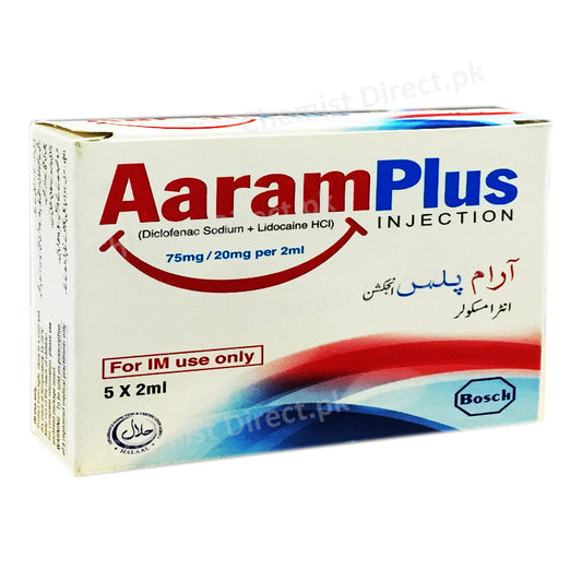 Aaram plus 75mg 20mg 2ml Injection Bosh Pharma Diclofenac Sodium_Lidocine HCL