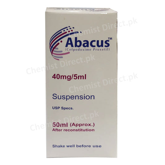Abacus Suspension 40mg 5ml 50ml Sami Pharmaceuticals (Pvt) Ltd Each 5ml contains Cefpodoxime Proxetil 40mg