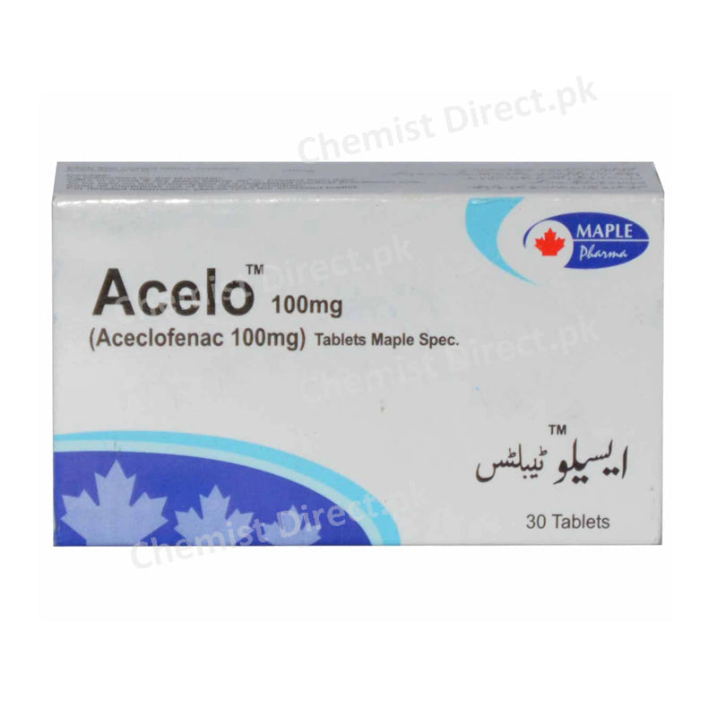 Acelo 100mg tab Maple Pharmaceutical (Pvt) Ltd Aceclofenac Tab