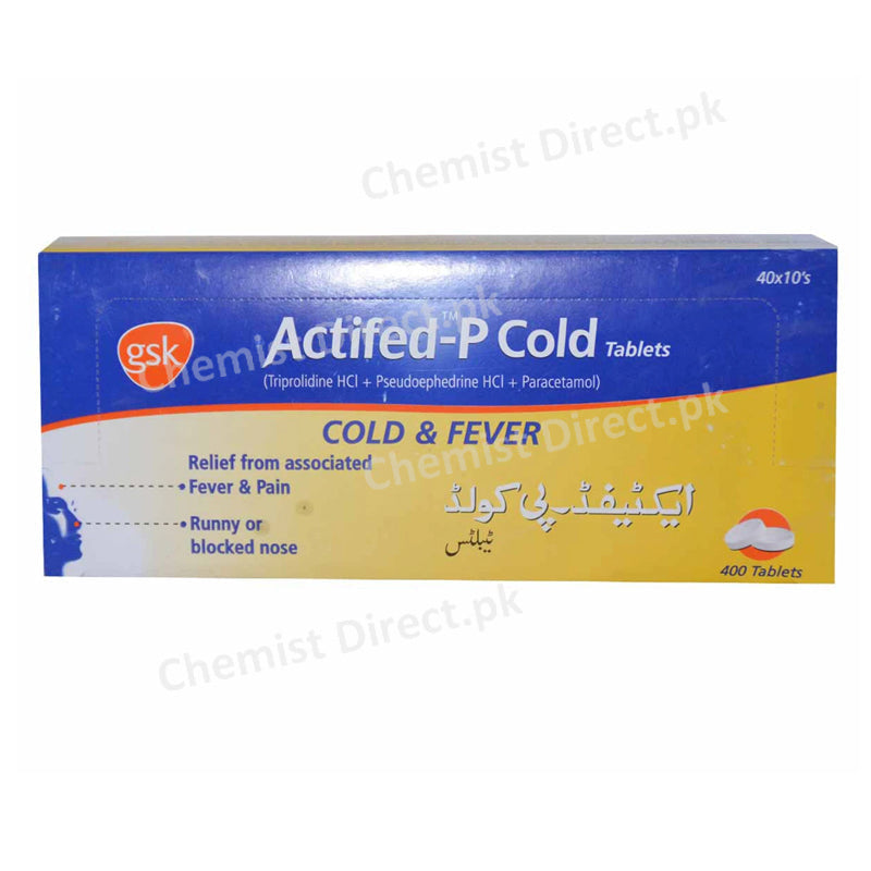Actifed-P Cold-Tab GSK Consumer Healthcare Paracetamol 300mg Triprolidine 1.5mg Pseudoephedrine (HCl) 36mg
