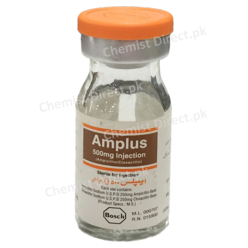 Amplus Injection 500mg 1Vial BOSCH PHARMACEUTICALS (PVT) LTD Ampicillin 0.25mg, Cloxacillin 0.25mg