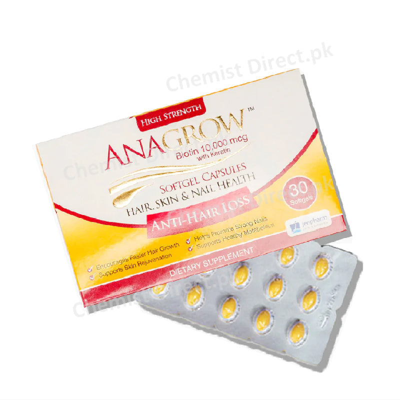 ANAGROW SOFT GEL CAPSULES BIOTIN 10,000mcg Jenpharm