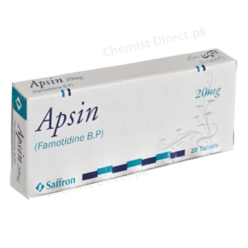 Apsin Tablets 20mg Saffron Pharmaceuticals (Pvt) Ltd Famotidin