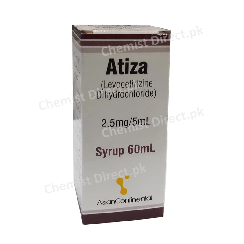 Atiza 2.5mg/5ml syrup 60ml Asian Continental (pvt) Ltd Levocetirizine Dihydrochloride
