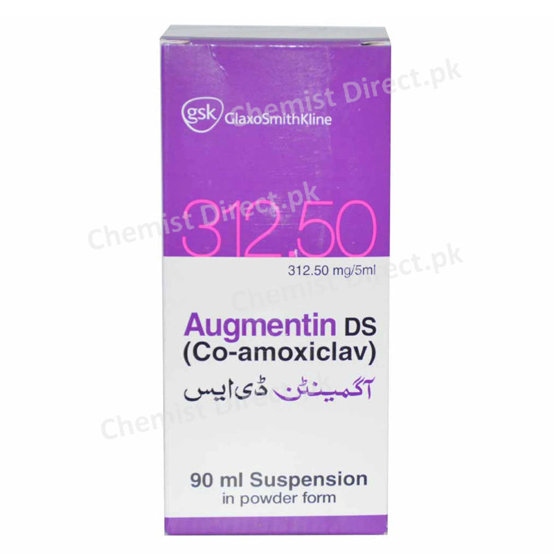 Augmentin Suspension 312.5mg/5ml 90ml Glaxosmithkline Pakistan Limited Amino-Penicillin Amoxicillin 250mg, Clavulanic Acid 62.5mg