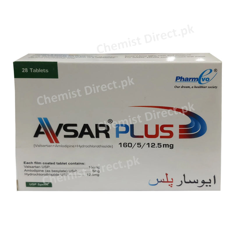 Avsar Plus 160 5 12.5mg Tab Tablet Pharmevo_Pvt_Ltd Anti Hypertensive-Valsartan160mg-Amlodipine 5mg Hydrochlorothiazide 12.5mg.jpg