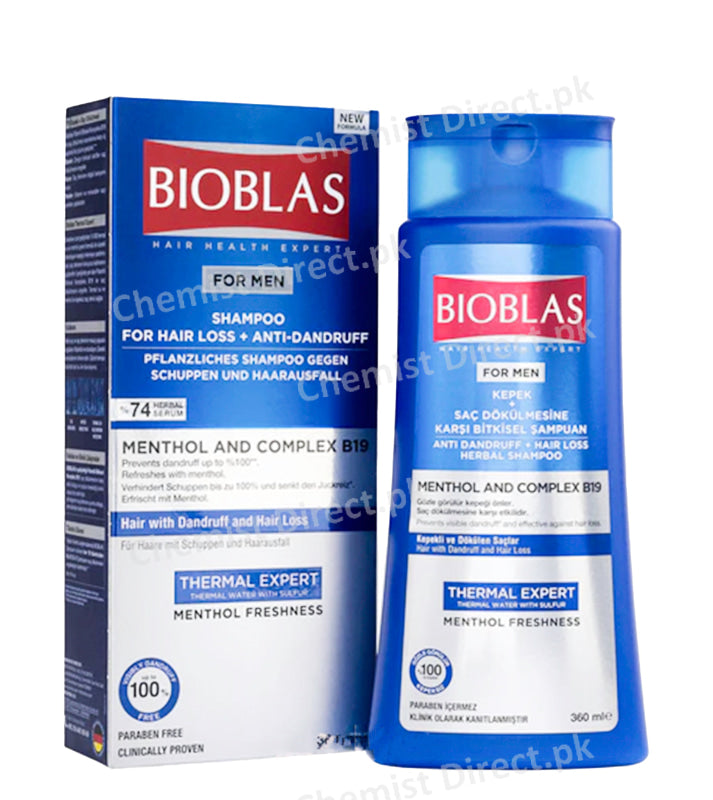 Bioblas Menthol and Complex B19 Shampoo For Men (Anti-Dandruff & Hair Loss) 360ml Shampoo