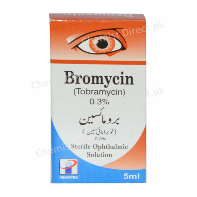 BROMYCIN Eye Drops 0.3% 5ml INNVOTEK PHARMACEUTICALS AMINOGLYCOSIDE ANTI-BACTERIAL Tobramycin