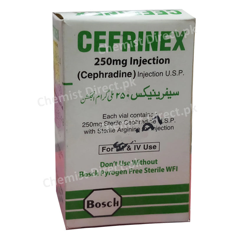 Cefrinex 250mg Inj Injection BOSCH PHARMACEUTICALS_PVT_LTD CEPHALOSPORIN ANTI BIOTIC Cephradin jpg