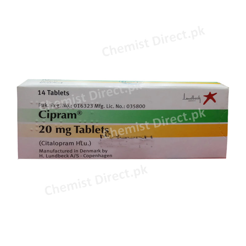 Cipram Tablet 20mg Lundbeck Pakistan Citalopram Anti-Depressant