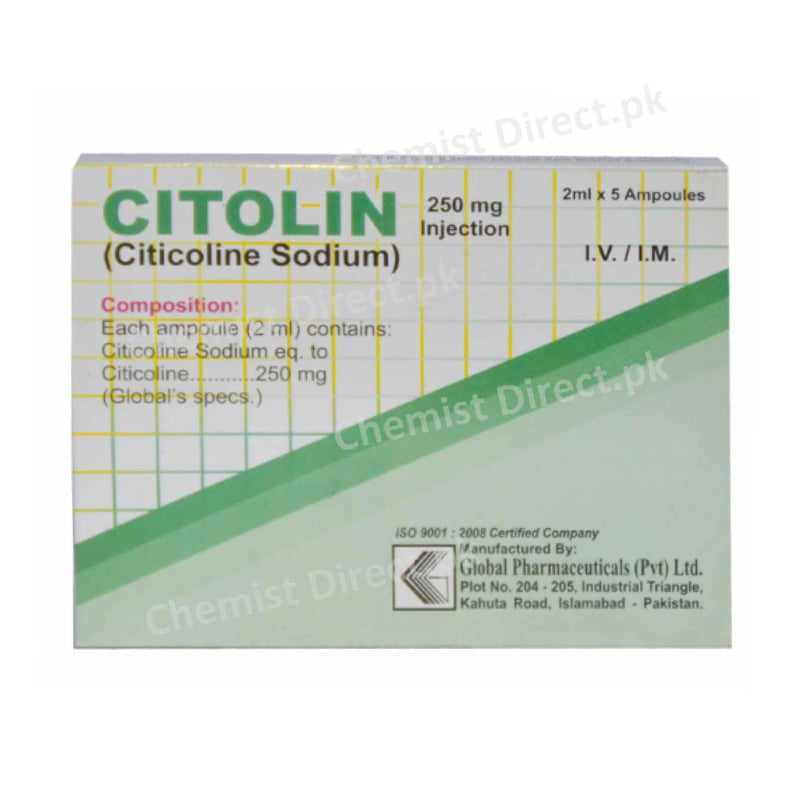 Citolin IV/IM Injection 250mg Global Pharma Psychostimulant Citicoline Sodium