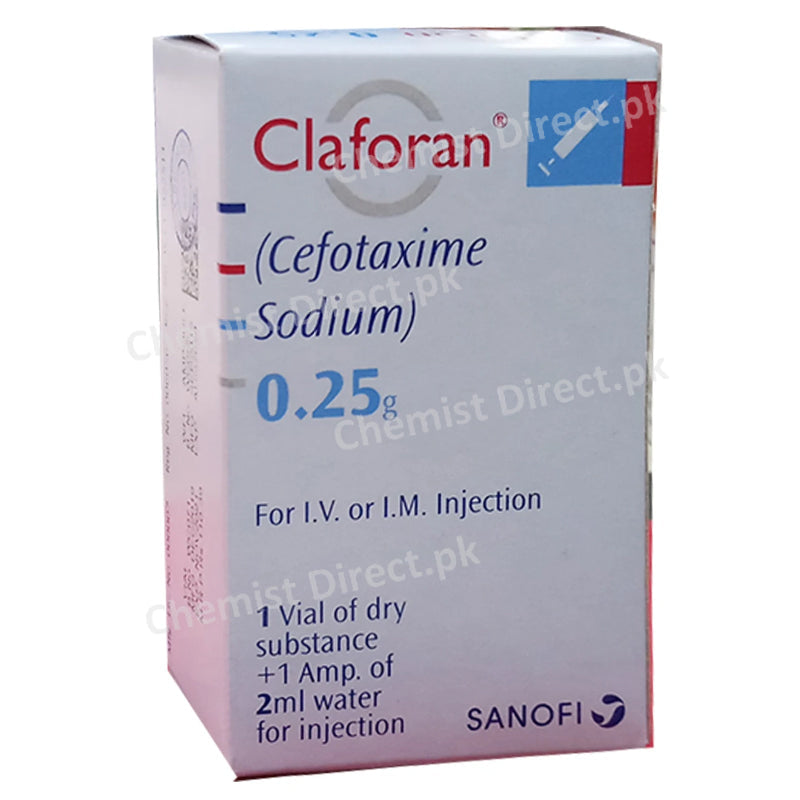 Claforan 0.25mg Inj Injection SANOFIAVENTIS CEPHALOSPORIN ANTI BIOTIC Cefotaxime Sodium.