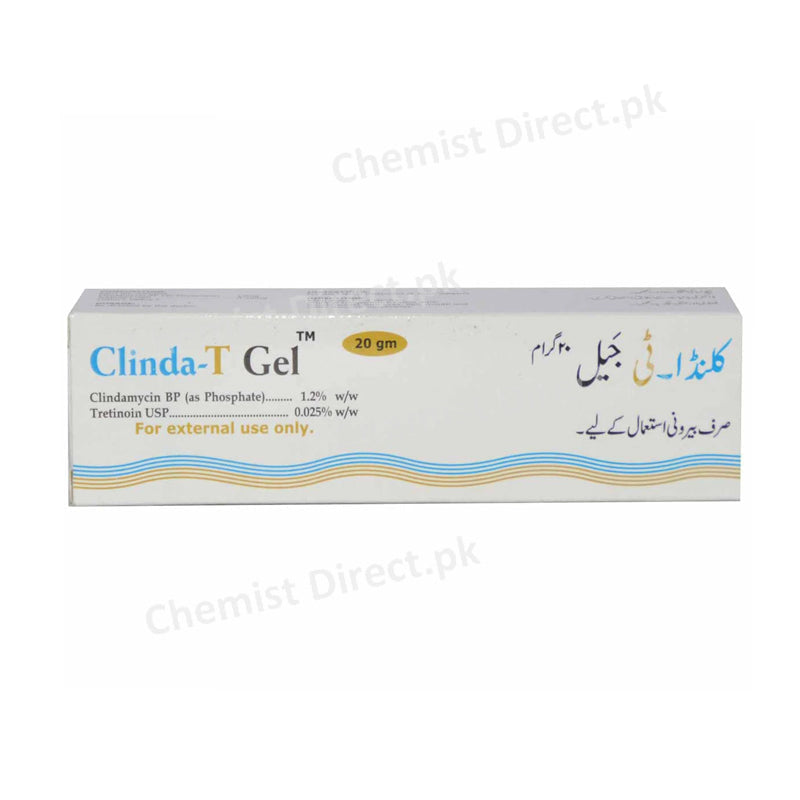 Clinda-T Gel 20gram Valor Pharmaceuticals Anti-Acne Clindamycin Phosphate 0.0012%,Tretinoin 0.025%