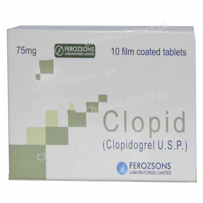 Clopid 75mg tab Tablet FEROZSONS LABORATORIES LTD Anti Platelet Aggregation Clopidogrel