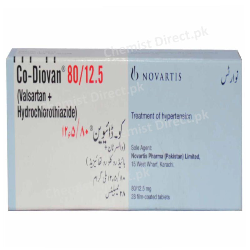 Co-Diovan 80/12.5 Tablet Novartis Pharma Anti Hypertensive Valsartan 80mg Hydrochlorothiazide 12.5mg