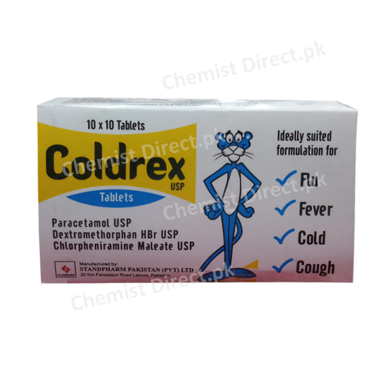 Coldrex Tablet Standpharm Expectorant Chlorpheniramine Maleate 1mg, Acetaminophen 325mg, Dextromethorphan 10mg.