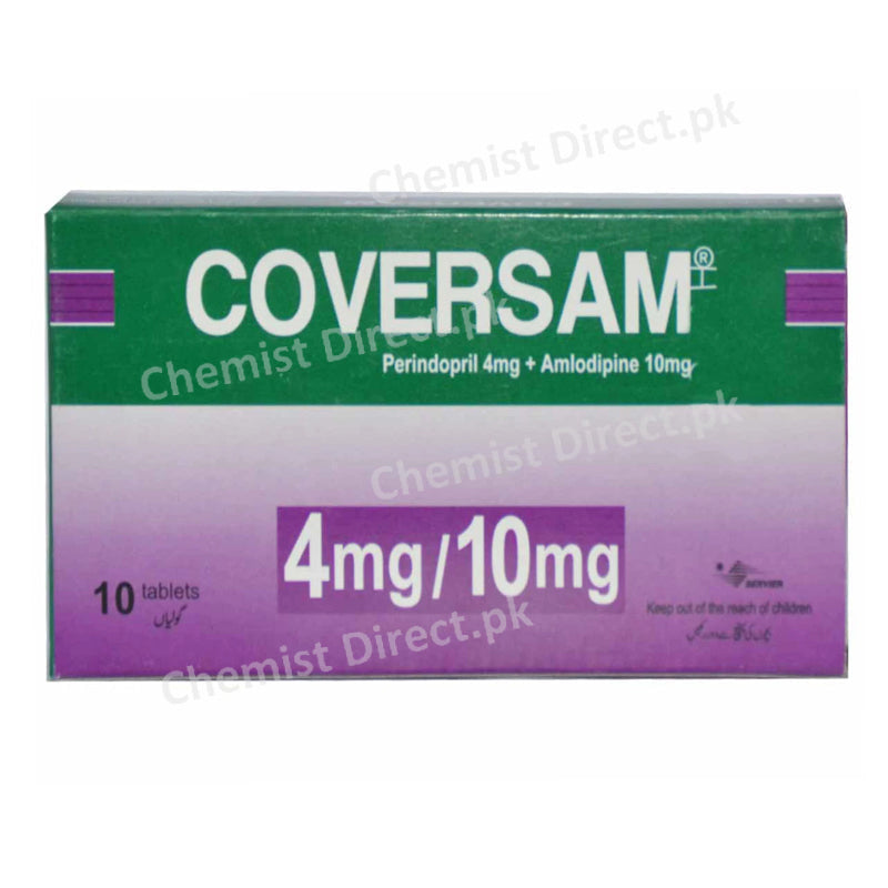 Coversam 4mg 10mg Tab Tablet Servier Research And Pharmaceuticals Pakistan Anti Hypertensive Perindopril 4mg Amlodipine 10mg