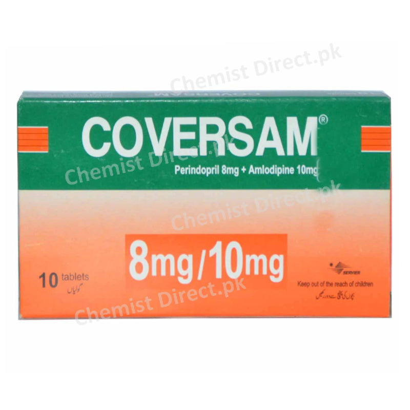 Coversam 8mg 10mg Tab Tablet Servier Research And Pharmaceuticals Pakistan Anti Hypertensive Perindopril 8mg Amlodipine 10mg