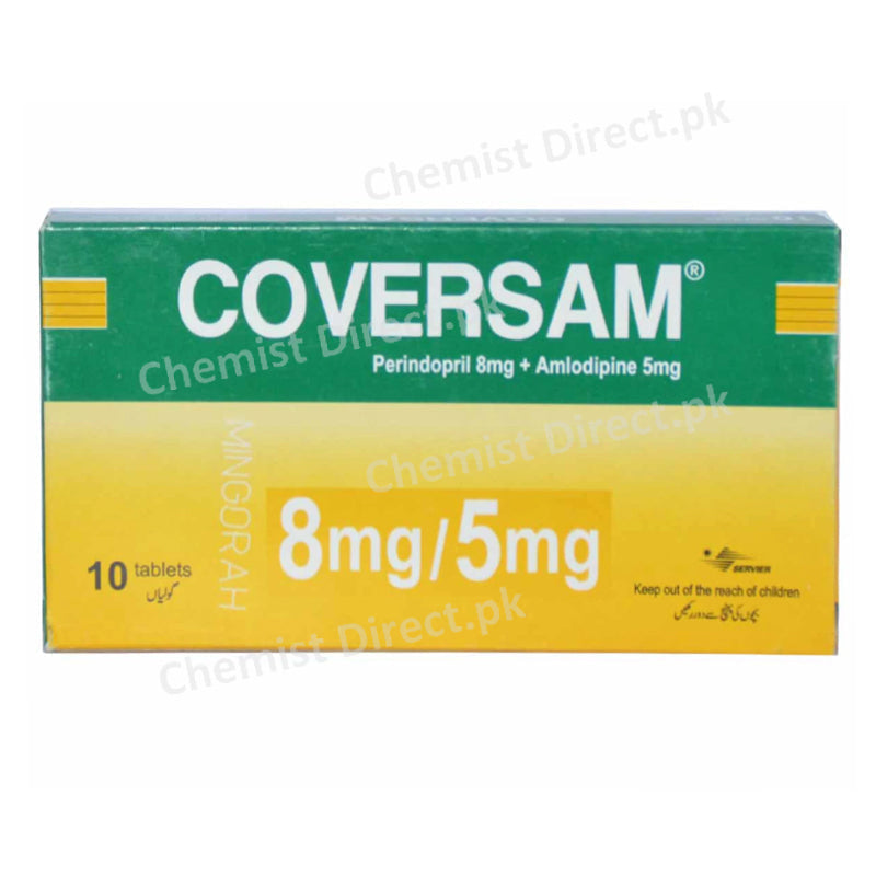 Coversam 8mg 5mg Tab Tablet Servier Research And Pharmaceuticals Pakistan Anti Hypertensive Perindopril 8mg Amlodipine 5mg.