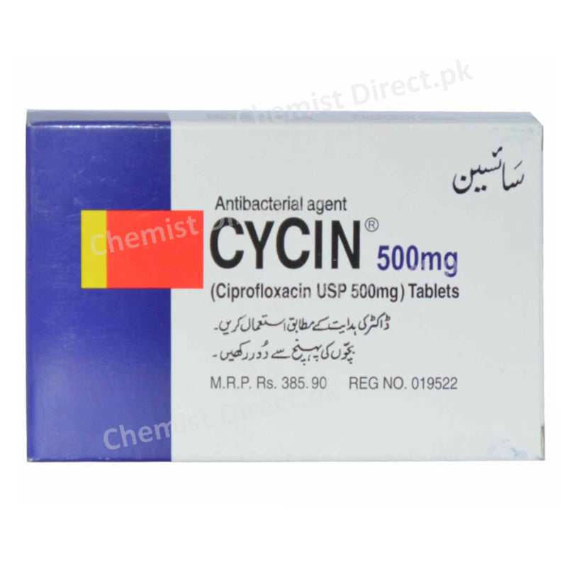 Cycin 500mg Tab Tablet High Q Pharmaceuticals Quinolones Anti Bacterial Ciprofloxacin