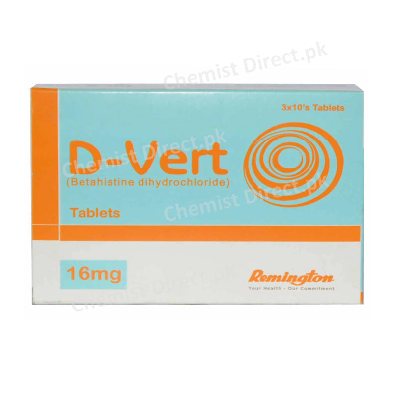 D-Vert Tablet 16mg Remington Pharmaceuticals Anti-Vertigo Betahistine Dihydrochloride