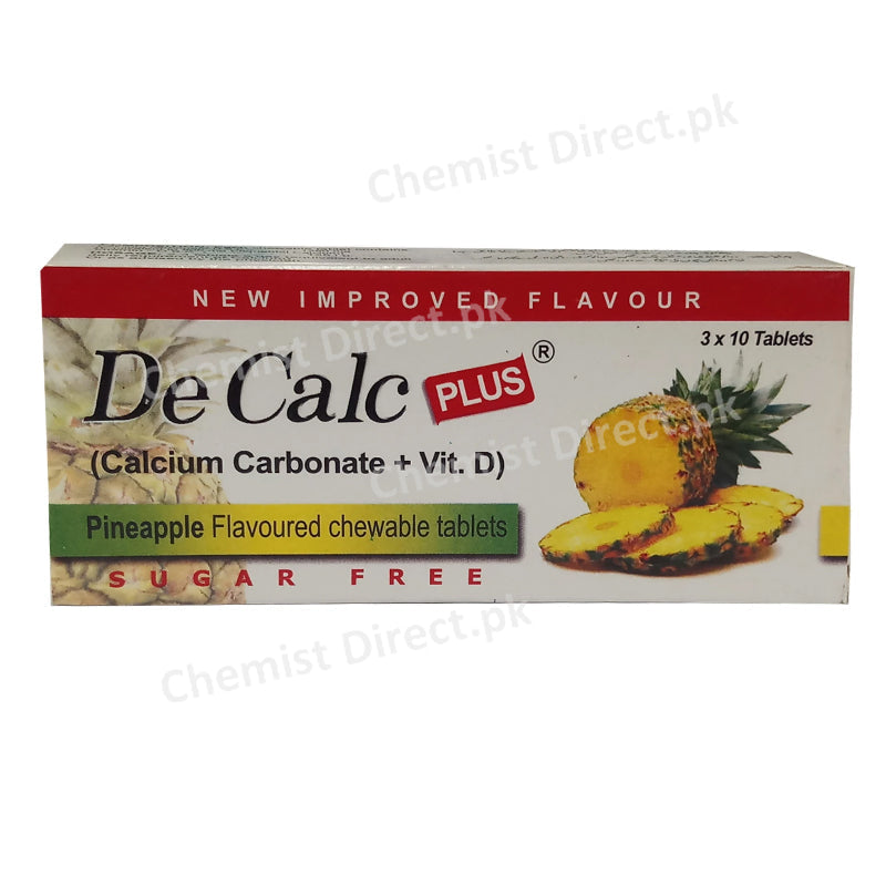 De Calc Plus Tab Tablet Schazoo Pharmaceuticals Pvt Ltd Calcium Supplement Each Chewable Tablet Contains Calcium Carbonate 1250mg Vitamin D125 IU