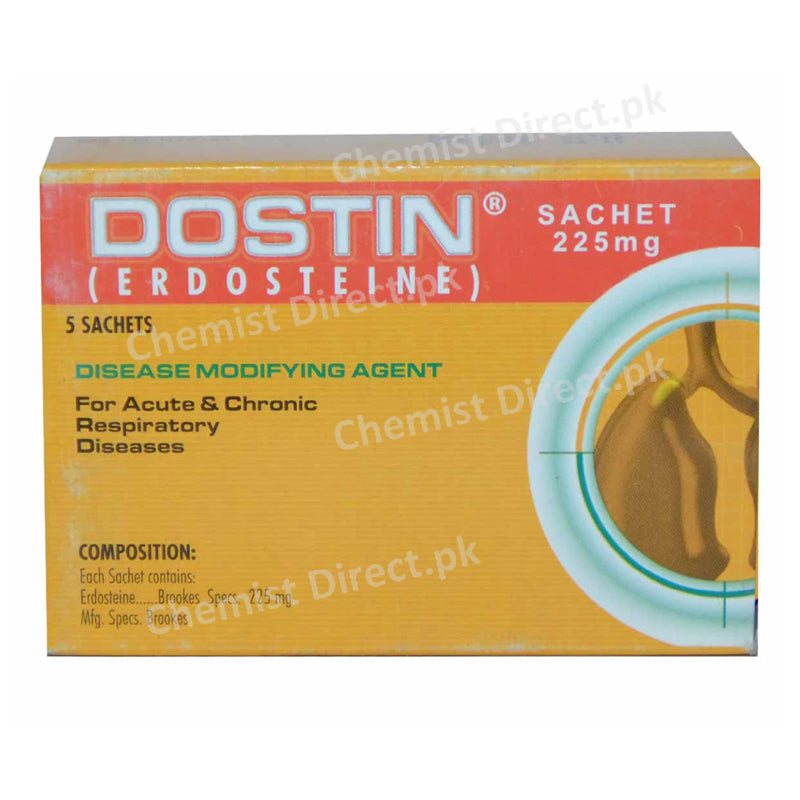 Dostin Powder Sachet 225mg Expectorant Erdosteine Brookes Pharmaceutical Labs