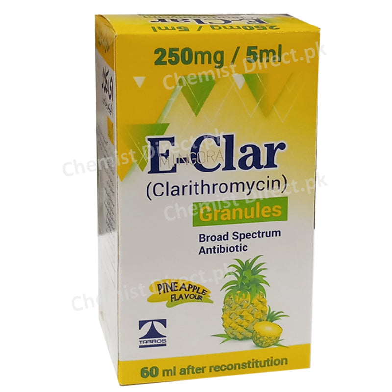 E Clar 250mg 60ml Syp Syrup Tabros Pharma Pvt Ltd Macrolide Anti Bacterial Clarithromyci