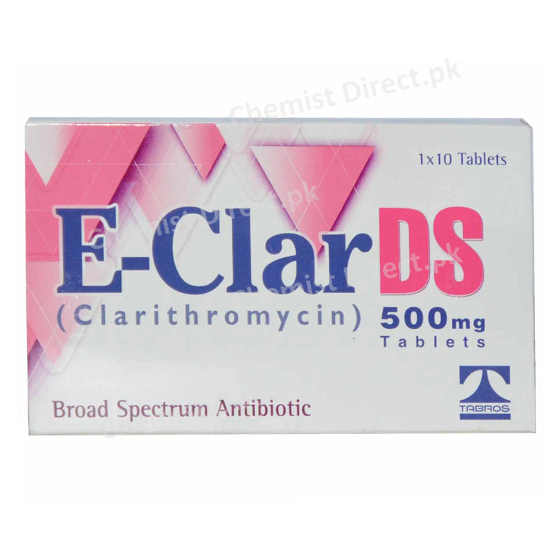 E Clar Ds 500mg Tab Tablet Tabros Pharma Pvt Ltd Macrolide Anti Bacterial Clarithromycin