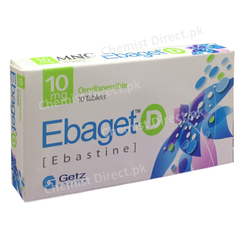 Ebaget D 10mg Tablet Tab Getz Pharma-Ebastine Ebaget D Ebastine isindicatedforthesymptomatic treatment of Seasonalandperennial allergicrhiniti Ebaget D 10mg Tablet Tab Getz Pharma Ebastine Ebaget-D Ebastine isindicatedforthesymptomatictrea tment of Seasonaland perenni alallergicr hinitis