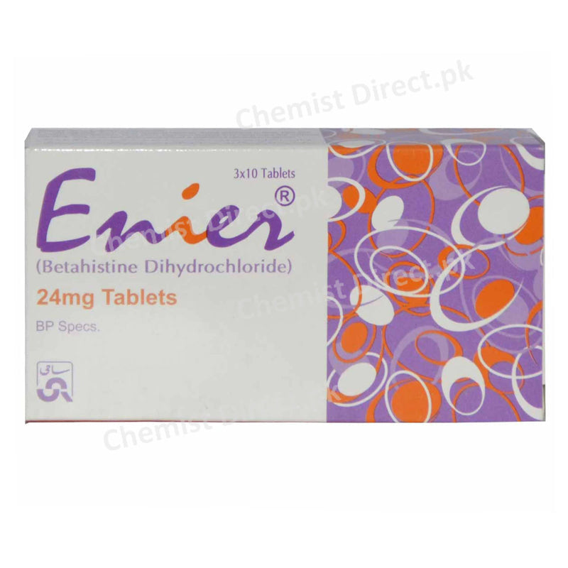 Enier Tablet 24mg Sami Pharmaceuticals Anti-Vertigo Betahistine Dihydrochloride