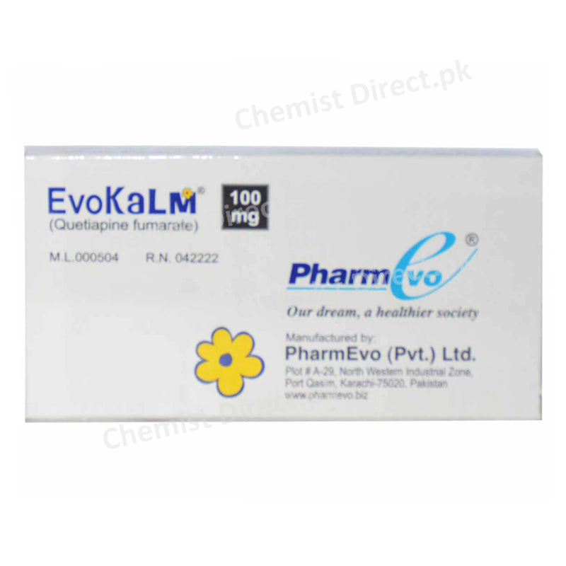 Evokalm 100mg Tablet Quetiapine Fumarate Psychosis Pharm Evo