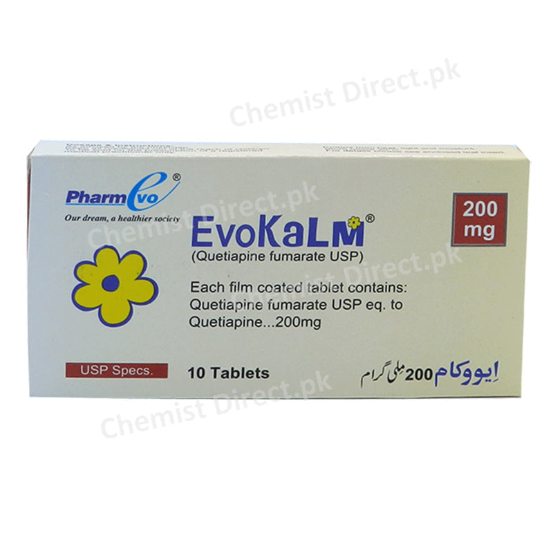 Evokalm 200mg Tablet Quetiapine Fumarate Psychosis Pharm Evo