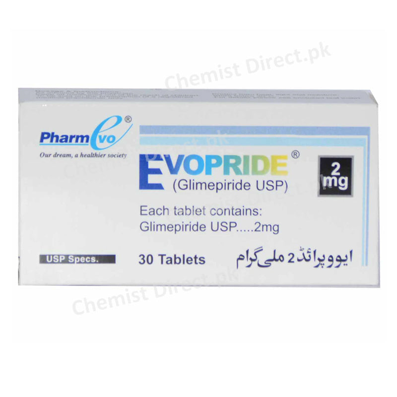 Evopride Tablet 2mg Oral Hypoglycemic Pharm Evo Glimepiride