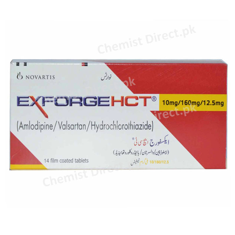 Exforge Hct 10 160 12.5mg Tab Tablet Novartis Pharma Pakistan Ltd Anti Hypertensive Amlodipine 5mg Valsartan 160mg Hydrochlorothiazide 25mg