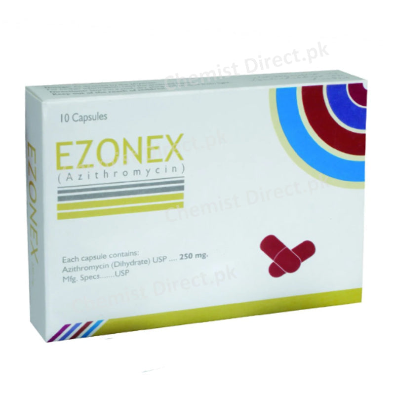 Ezonex 250mg capsule Azithromycin Dihydrate Pharma Health Pakistan Macrolide Anti-Bacterial