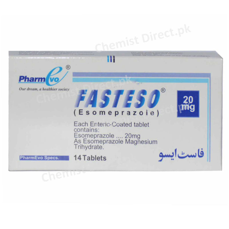 Fasteso 20mg Tab Tablet Pharm Evo Pvt Ltd Anti Ulcerant Esomeprazole