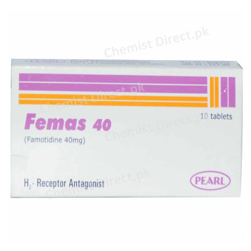 Femas 40mg Tablet Famotidine Pearl Pharmaceuticals Anti-Ulcerant