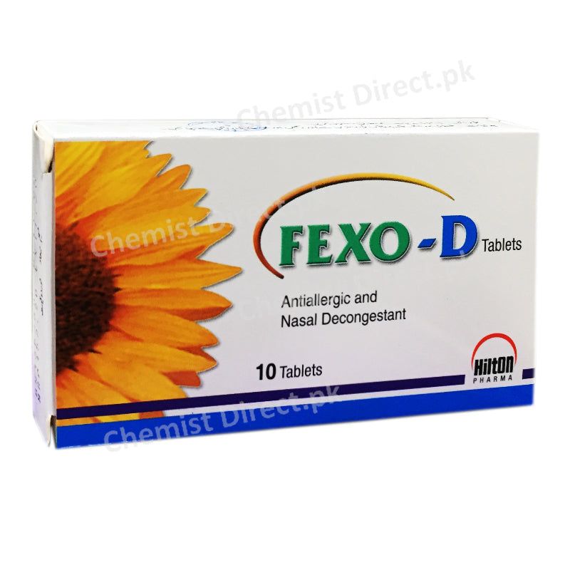 Fexo D 60mg 120mg Tablet Hilton Pharma-Pvt_ Ltd Anti Histamine Fexofenadine 60m Pseudoephedrine Hcl 120mg