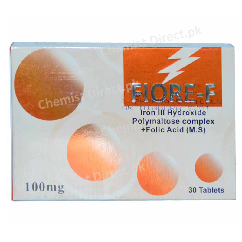 Fiore-F Tablet 100mg 0.35mg Wilshire Laboratories Anti-Anemic Iron (III) Hydroxide Polymaltose Complex 100mg, Folic Acid 0.35mg