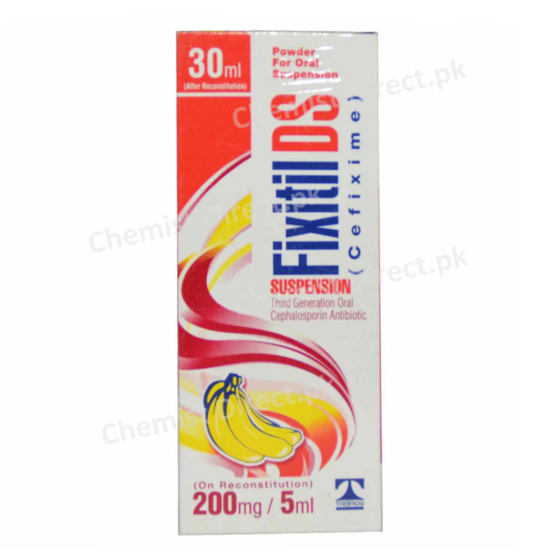 Fixitil DS Suspension 200mg/5ml 30ml Cefixime Tabros Pharma CePhalosporin Antibiotic