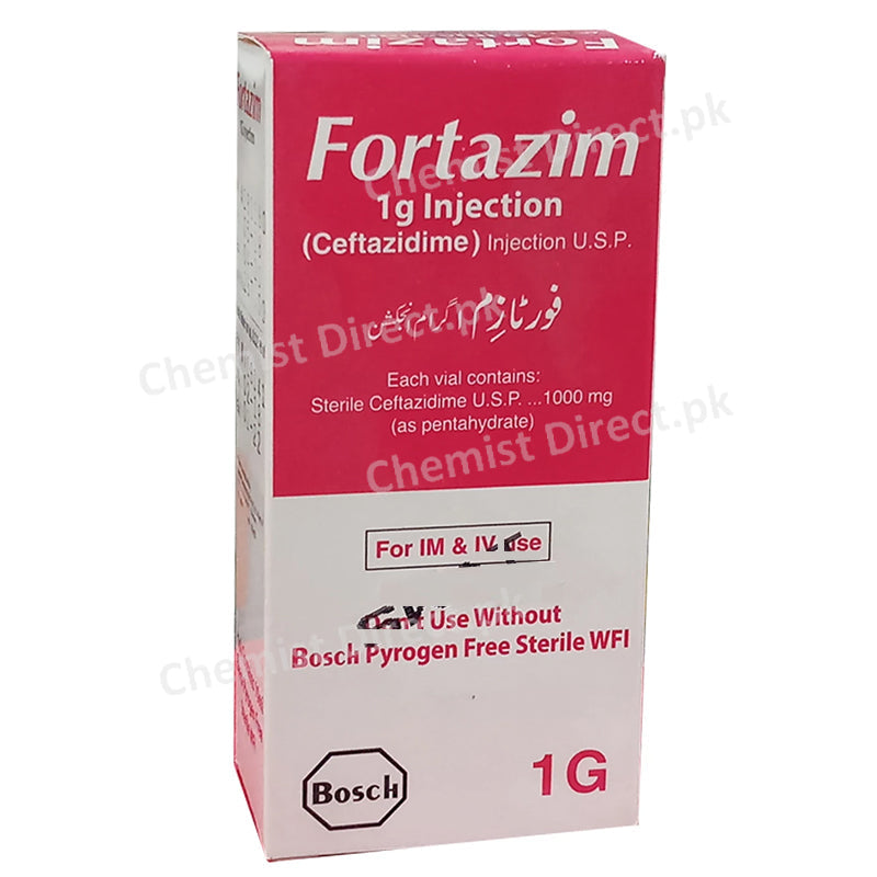 Fortazim-1g Inj Injection Bosch Pharmaceuticals Pvt Ltd Cephalosporin Antibiotic Ceftazidime