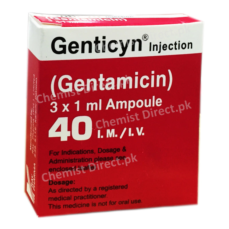Genticyn 40mg Injection Ray Pharma Aminoglycoside Anti bacterial Gentamicin