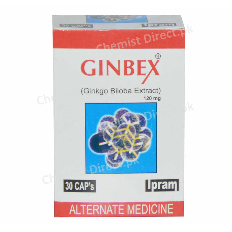 Ginbex 120mg Capsule Ipram International Herbal Vitamin Mineral Ginkgo biloba extract sugar free