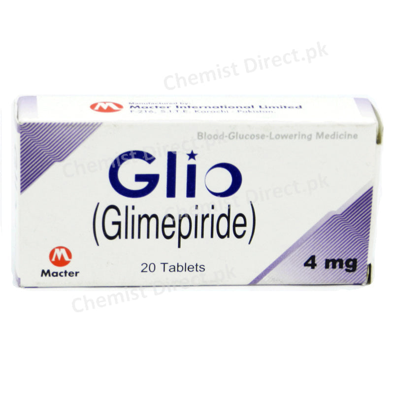 Glio Tablet 4mg Oral Hypoglycemic Glimepiride Macter International