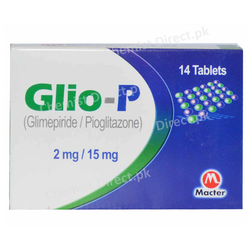 Glio-P 2mg/15mg Tablet Oral Hypoglycemic Glimepiride/Pioglitazone Macter International