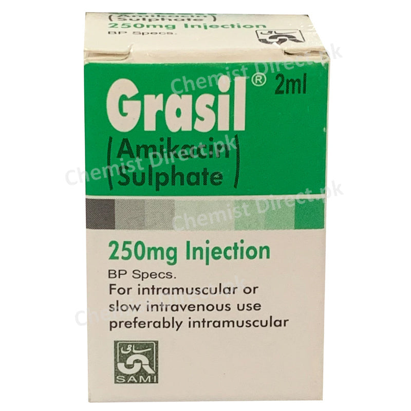 Grasil 250mg Injection Inj Ami Pharmaceuticals Aminoglycoside Anti Bacterial Amikacin Sulphate