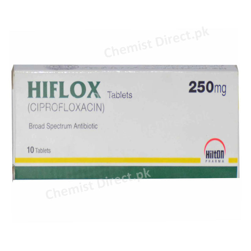 Hiflox 250mg Tablet Hilton Pharma Quinolones Anti-Bacterial Ciprofloxacin